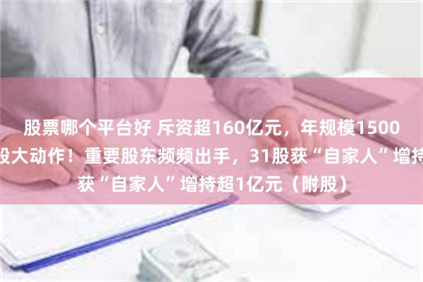 股票哪个平台好 斥资超160亿元，年规模1500万吨，能源白马股大动作！重要股东频频出手，31股获“自家人”增持超1亿元（附股）