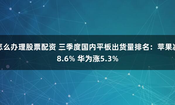 怎么办理股票配资 三季度国内平板出货量排名：苹果减8.6% 华为涨5.3%