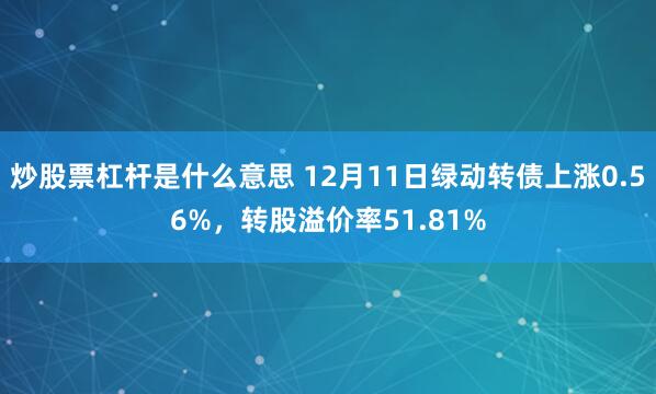 炒股票杠杆是什么意思 12月11日绿动转债上涨0.56%，转股溢价率51.81%