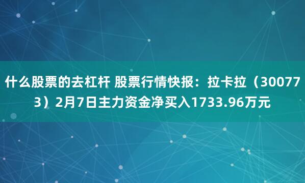 什么股票的去杠杆 股票行情快报：拉卡拉（300773）2月7日主力资金净买入1733.96万元