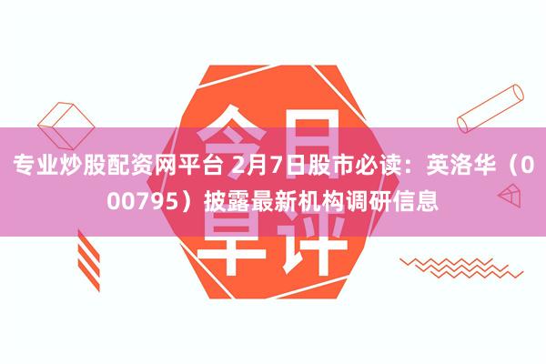 专业炒股配资网平台 2月7日股市必读：英洛华（000795）披露最新机构调研信息